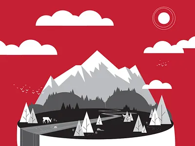 NNU foldout poster/brochure dear head illustration mountains trees