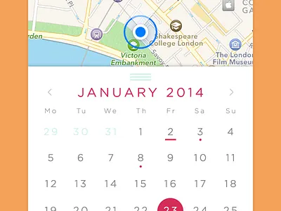 Dating App Appointment app apple appointment calendar date flat ios orange slider ui white