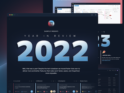 Shortcut - Year in Review 2022 2022 dark landing page review shortcut ui unwrapped year in review