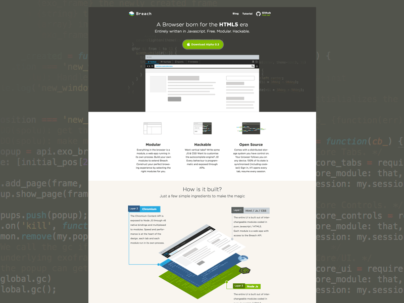 Breach browser is launching! breach browser hack hackable icon javascript landing launch modular open source ui ux