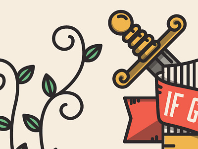 Romans 8:31 bible crest illustration line art logos bible software scripture shadow shield sword typography vector verse