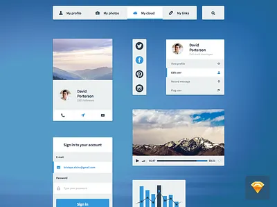 Few Sketch3 UI elements chat dashboard latvia navigation profile riga sketch sketch 3 ui ux web webdesign