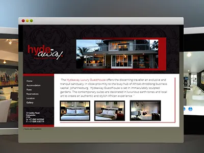 HydeAway Guesthouse accommodation branding guest house homepage html