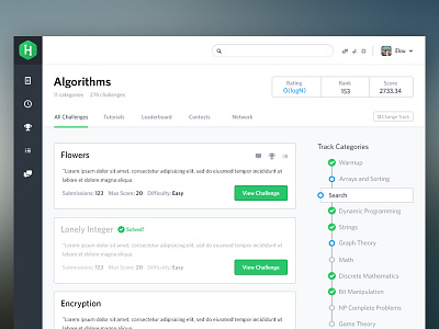 Challenge Journey button challenge dashboard hackathon hackerrank interface navigation sidebar tutorial ui web app