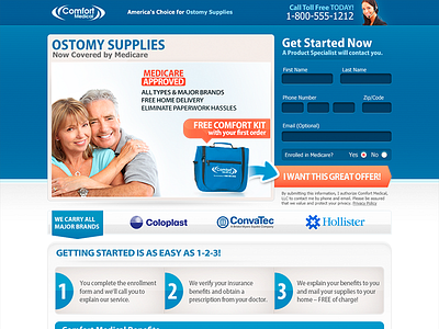 Ostomy Supplies design flat design interface landing layout minimal web