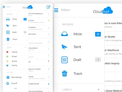 Cloud Mail app email inbox mail mail client minimal ui
