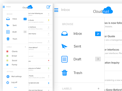 Cloud Mail app email inbox mail mail client minimal ui