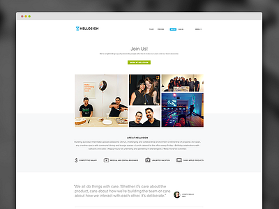 HelloSign Careers Page careers clean flat icons jobs layout minimal typography ui web web design website