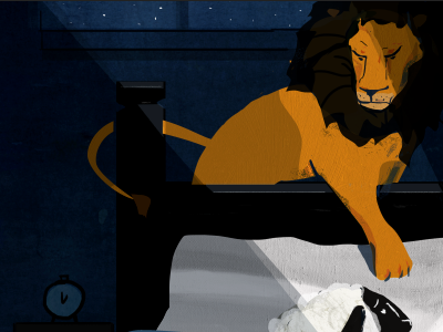 Stress and Sleep illustration lion night sheep sleep texture