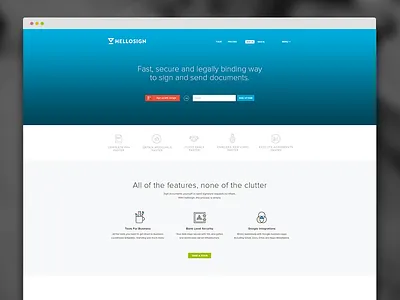 HelloSign Homepage clean flat homepage icons layout minimal redesign ui ux web web design website