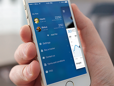 Iphone Screen Mockup contact drawer faq flat ios7 pet profile terms