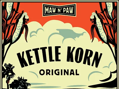 Maw N Paw Label Option A california classic car corn ford illustration label laguna pacific ocean retro truck vintage