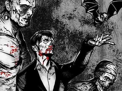 Creatures Of The Night - Famous Monsters creature dracula frankenstein horror illustration monster mummy wolfman