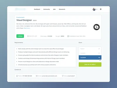 Jobs Detail Page chennai clean dashboard find job flat india job page jobs ui web webpage website