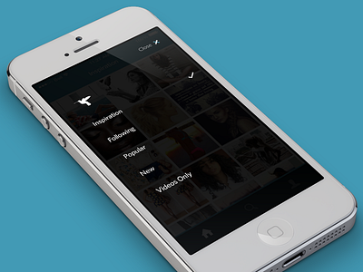 Pout Feed Selection Menu aletta app feed ios iphone menu mobile overlay pout ui