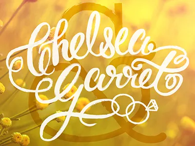 Chelsea & Garret ampersand engaged engagement feminine girly hand drawn hand lettering type typography wedding yellow