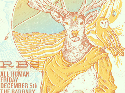 Antlers antlers deer drawing gig poster illustration owl poster