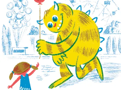 Monster at the Fair balloon carnival character fair ferris wheel girl illustration monster