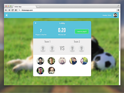 Table Soccer App application design football football table kicker sketch soccer table soccer ui web