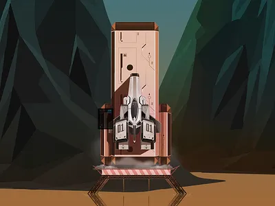 Avoidant app game illustration low poly minimalist rocket space spaceship web game wip