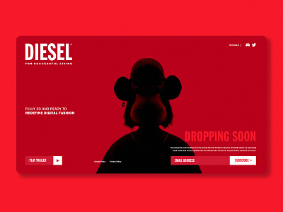 Diesel Landing Page brand design diesel digital design hape landingpage nft web3 website