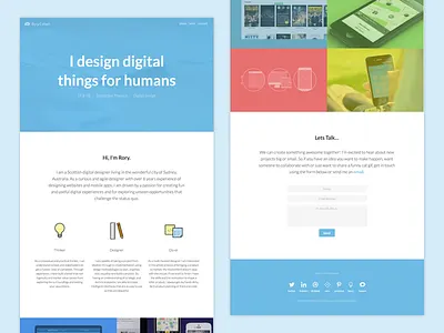 Redesigned my website! Woohoo! colourful design digital icons one page portfolio responsive website