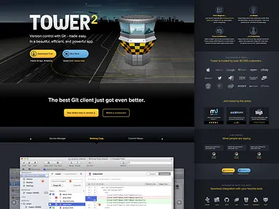 Tower 2 Landing Page git git tower interface landing page launch redesign tower tower 2 web design website