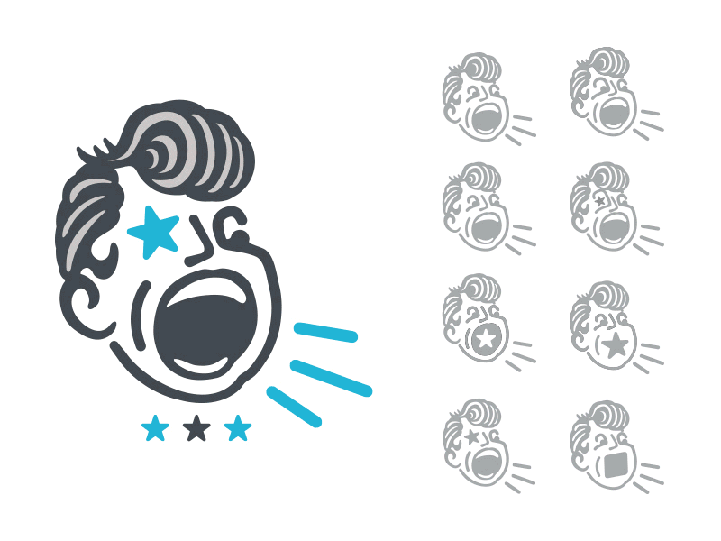 Amplify Your Voice! brand aid branding character head rebrand shout storybox videogenie