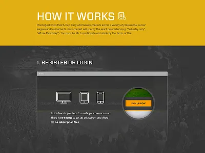 Mondo How It Works art direction fantasy soccer kodis kodis agency mondogoal seth erickson soccer web design