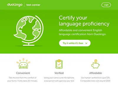 Duolingo Test Center Splash flat home illustration landing splash ui website