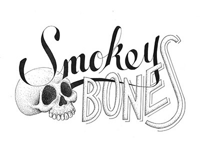 Smokey Bones illustration lettering stipple