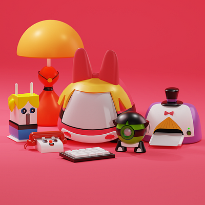 Powerpuff Girls Desktop PC 3d 3d art cartoon cartoon network cute design desktop illustration isometric pc powerpuff powerpuff girls