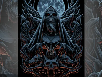 THE DARK NUN apparel clothing dark dark art demon full moon gothic halloween horror illustration metal metal art monster nun poster design scary skeleton skull spooky wolf