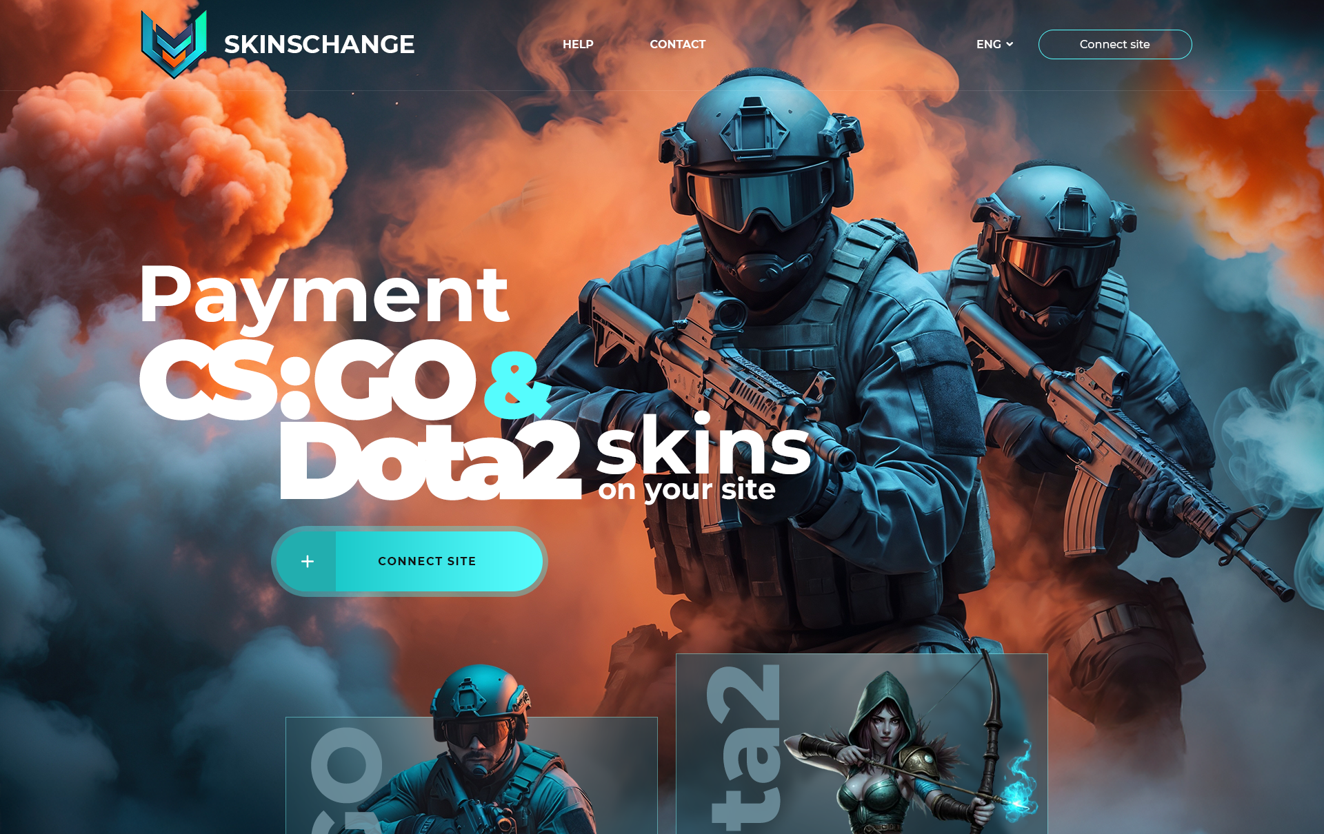 CS:GO & Dota2 skins on your site. Game landing counter strike cs:go dota2 game landing site ui web