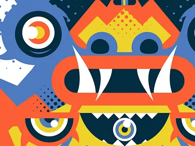 Totem face creatures illustration logo monsters