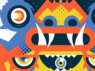 Totem face creatures illustration logo monsters