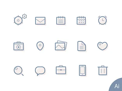 Free Lined Icons ai camera clock file icon like line photo pin search trash vector