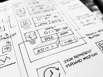 Time Travel app dot grid ios time travel ui ux