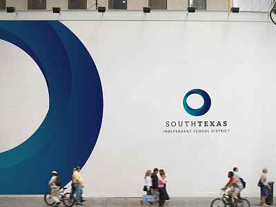 South Texas ISD Logo Concept 2 abstract blue brand circle logo mockup school