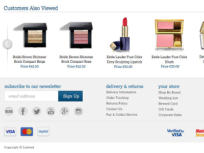 Product Details Page clean credit card ecommerce footer form newsletter product details simple social ui ux