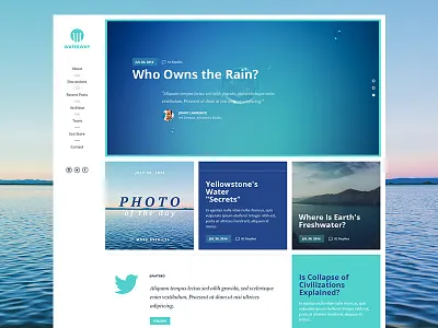 Water Style Blog. Freebie blog eco free psd freebie grid psd theme ui ux water web web design