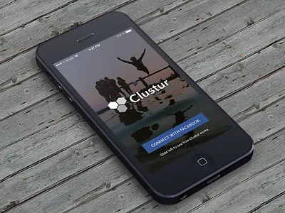 Clustur Splash Page college connect event facebook friends in ios log onboard ui university