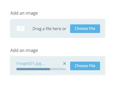 Image uploader skin for Curated blue droptarget interface startup designer ui uploader ycombinator