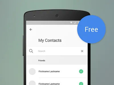 [Free PSD] Material Design - Contact List with Search android android l design free material material design psd ui