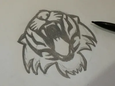 RAWR...Loud Kitty Kitty animal black composition drawing illustration loud pencil sketch tiger white wild