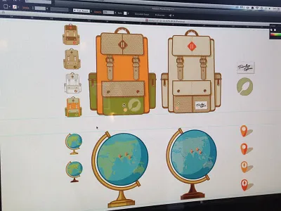 Style Exploration backpack globe book bag illustration texture travel travel gear