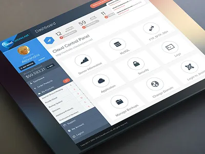 Cloud Control Panel admin control dashboard design panel ui ux webdesign