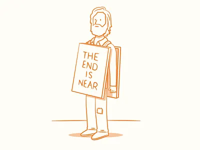 The end is near apocalypse beard bum drawing end guy illustration man sketch vector wanderer world