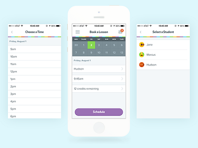 Book a Lesson app book colorful ios ios 7 iphone lesson student
