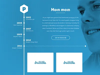 Timeline portfolio concept background blue flat photo portfolio timeline